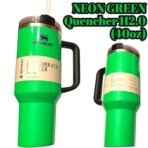 Stanley The Neon Quencher H2.0 FlowState Tumbler - Neon Green 40 oz Cup w/ Straw